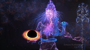 Cosmic Shiva Digital Art with Black Hole and Cosmic Energy HD wallpaper