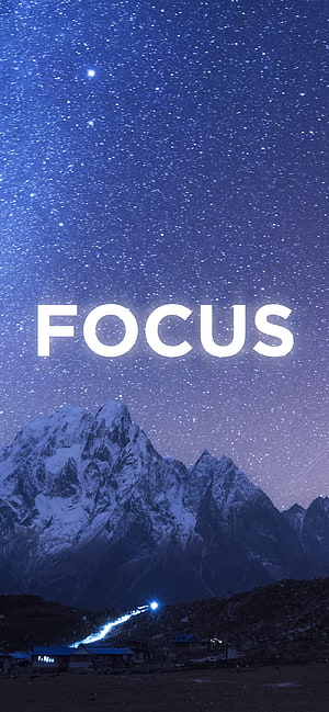 Starry Night Sky Over Snow-Capped Mountain Peaks With Village Lights Below HD phone wallpaper