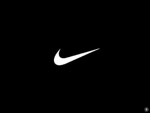 Minimalist Nike Swoosh Logo on Black Background HD wallpaper