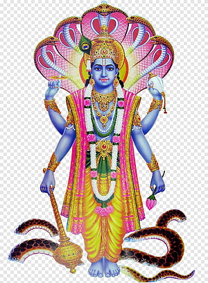 Maha Vishnu Divine Deity with Serpent Halo and Sacred Attributes HD phone wallpaper