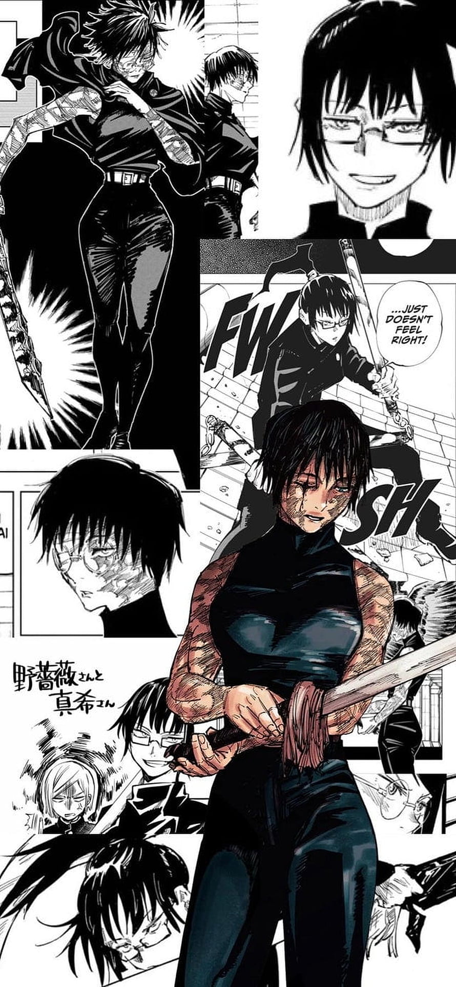Maki Zenin Combat Artwork from Jujutsu Kaisen Manga Panels HD phone wallpaper
