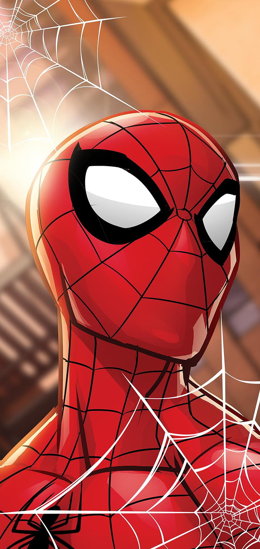 Spider-Man Classic Red Suit Portrait With Web Patterns And Dramatic Lighting HD phone wallpaper