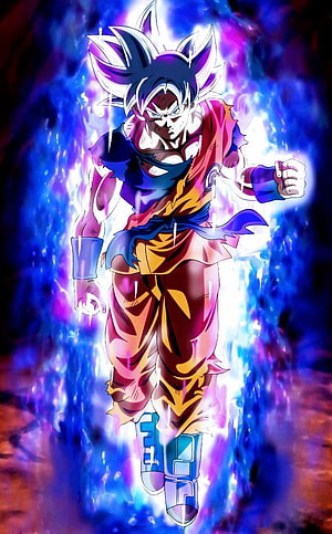 Goku Ultra Instinct Mastered in Vibrant Blue Aura HD phone wallpaper
