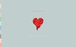 Kanye West 808s & Heartbreak Album Cover with Deflated Red Heart on Muted Background HD wallpaper