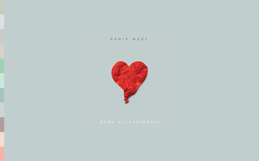Kanye West 808s & Heartbreak Album Cover with Deflated Red Heart on Muted Background HD wallpaper