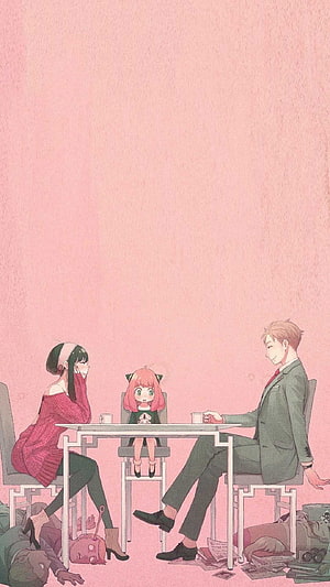Spy x Family Family Portrait: Loid, Yor, and Anya at the Table HD phone wallpaper