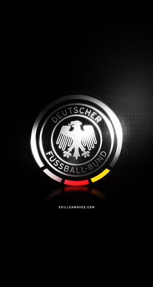 Deutscher Fussball-Bund Emblem with German Flag Colors on Black Background HD phone wallpaper
