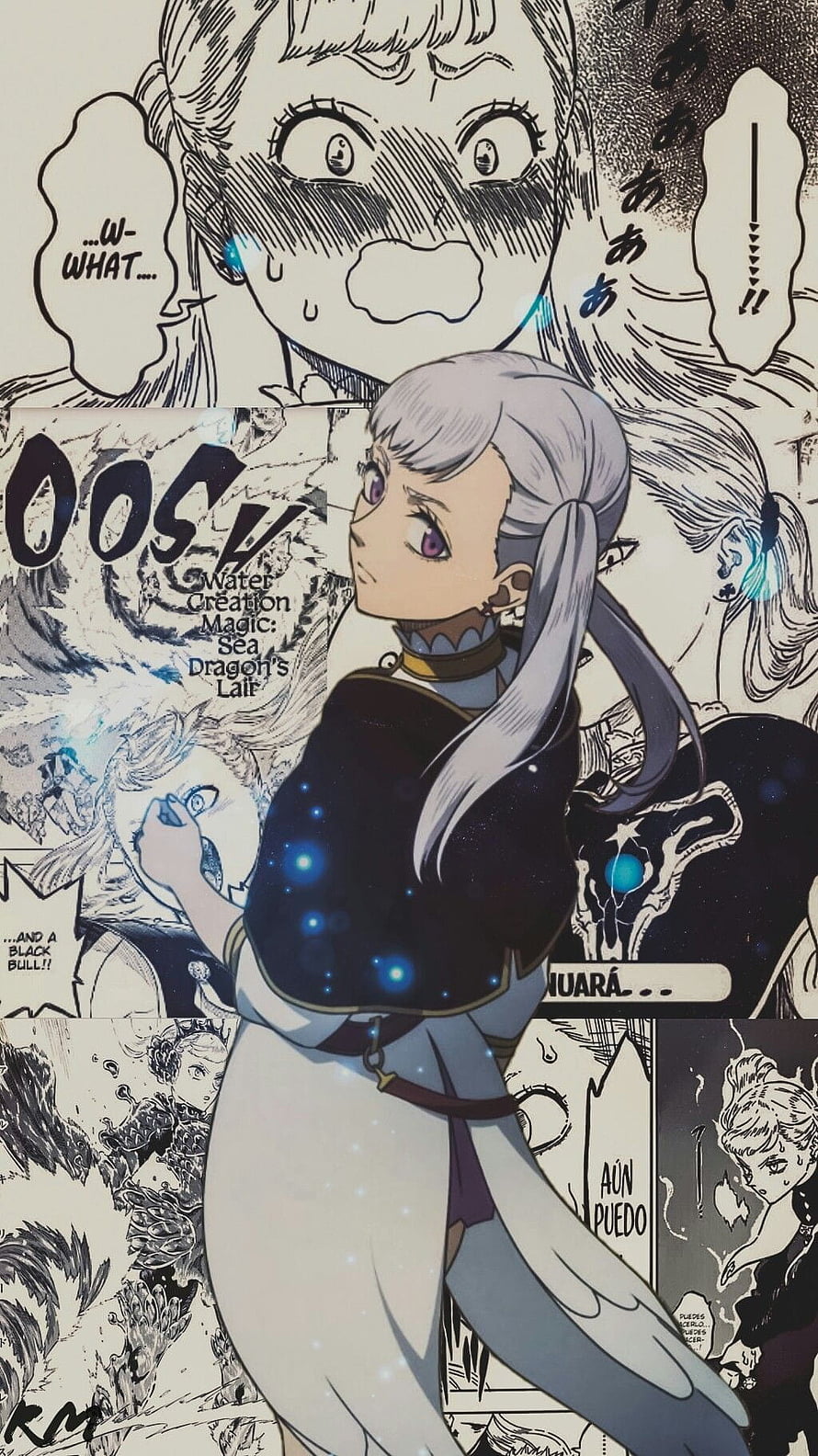 Noelle Silva from Black Clover Casting Water Creation Magic in Anime Style HD phone wallpaper