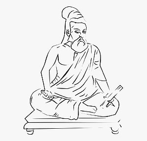 Thiruvalluvar Line Art Illustration of the Tamil Poet in Traditional Attire HD wallpaper
