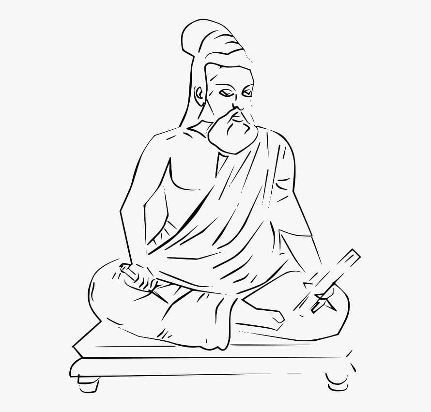 Thiruvalluvar Line Art Illustration of the Tamil Poet in Traditional Attire HD wallpaper