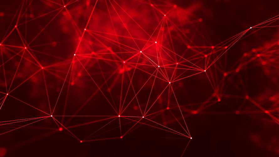 Red Geometric Network Abstract Digital Art with Glowing Nodes and Connecting Lines HD wallpaper