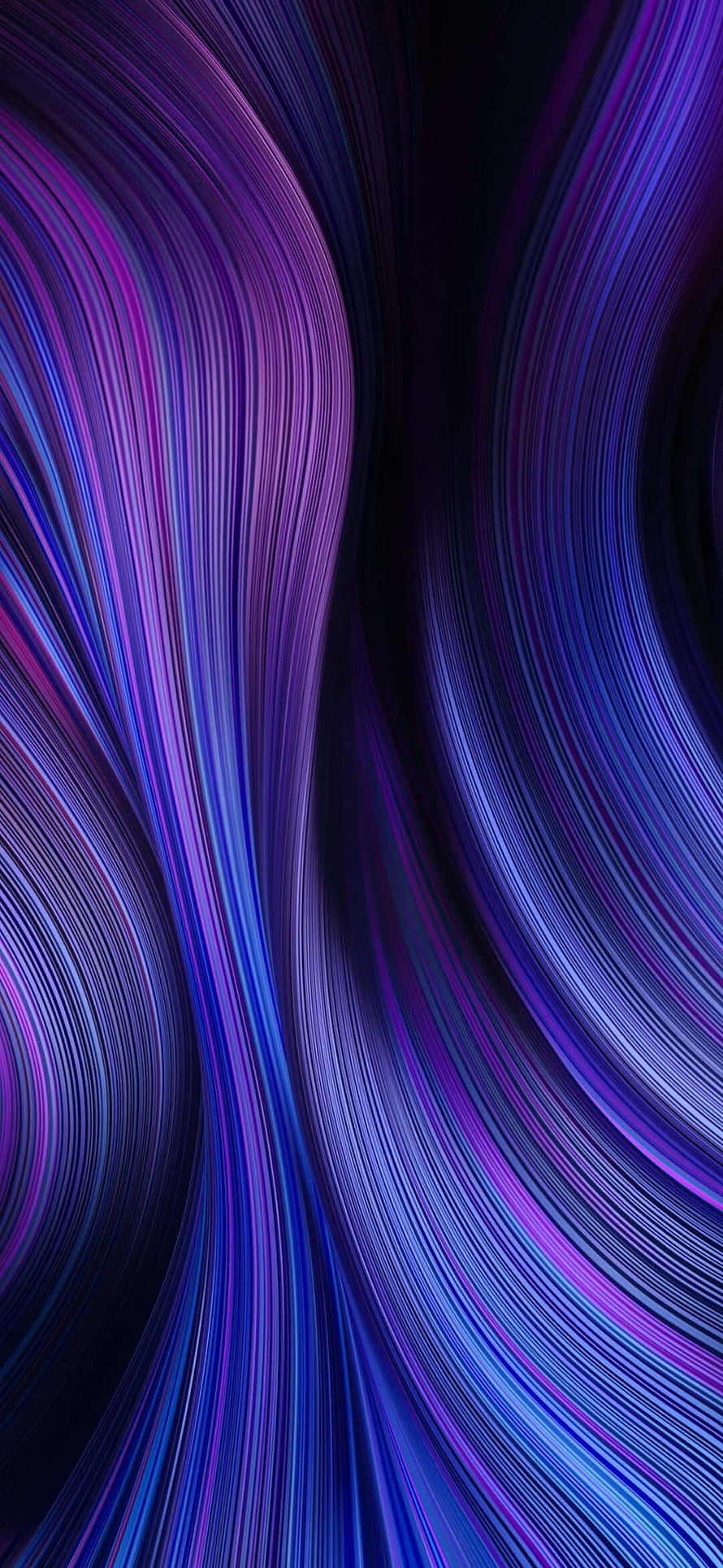 Flowing Purple and Blue Abstract Line Art on Dark Background HD phone wallpaper