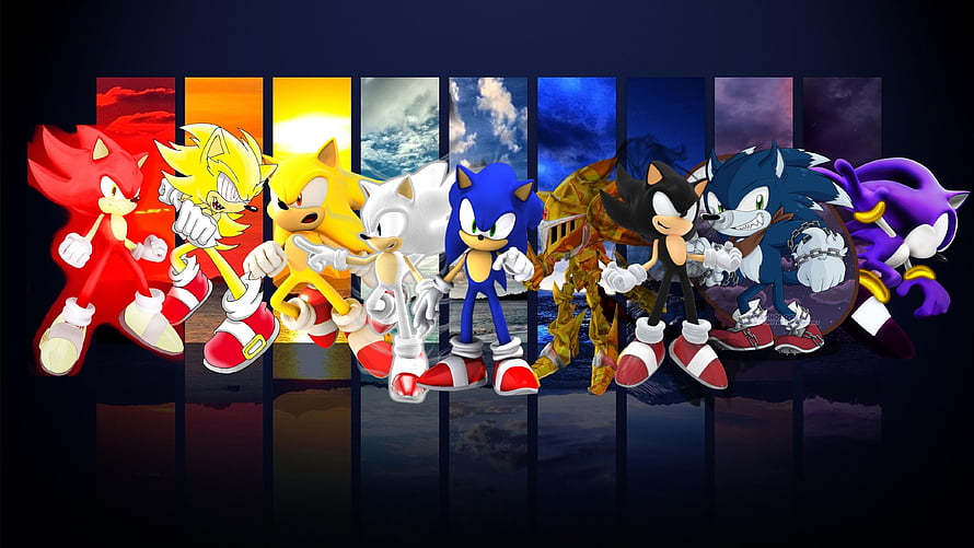 Sonic the Hedgehog Character Lineup with Alternate Color Variants HD wallpaper