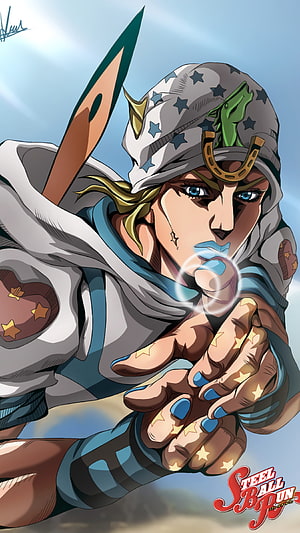 Johnny Joestar from JoJo's Bizarre Adventure Steel Ball Run in Dynamic Action Pose HD phone wallpaper