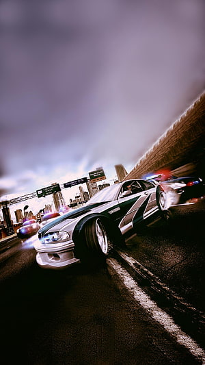 Need For Speed Most Wanted BMW M3 GTR Pursuit Scene On Urban Highway HD phone wallpaper