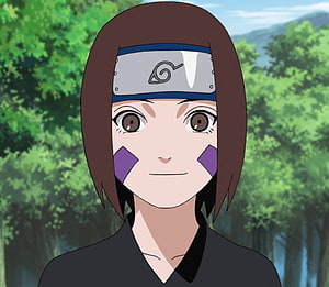Rin Nohara Anime Portrait with Konoha Headband and Purple Face Markings HD wallpaper
