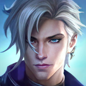 Aamon Mobile Legends Character Portrait with Silver Hair and Blue Eyes HD phone wallpaper