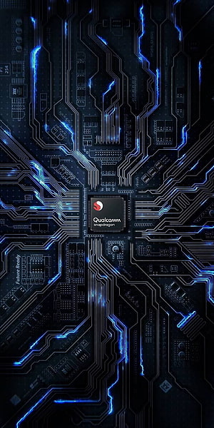 Glowing Blue Circuit Board With Central Qualcomm Snapdragon Processor Chip HD phone wallpaper