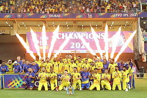 Chennai Super Kings Celebrate IPL 2021 Championship Victory in Dubai HD wallpaper