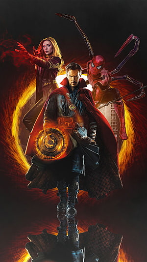 Doctor Strange, Wanda, and Spider-Man in Multiverse of Madness Cinematic Poster HD phone wallpaper