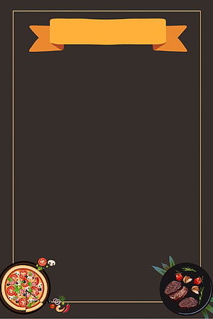 Dark Restaurant Menu Template with Pizza and Steak Illustrations HD phone wallpaper