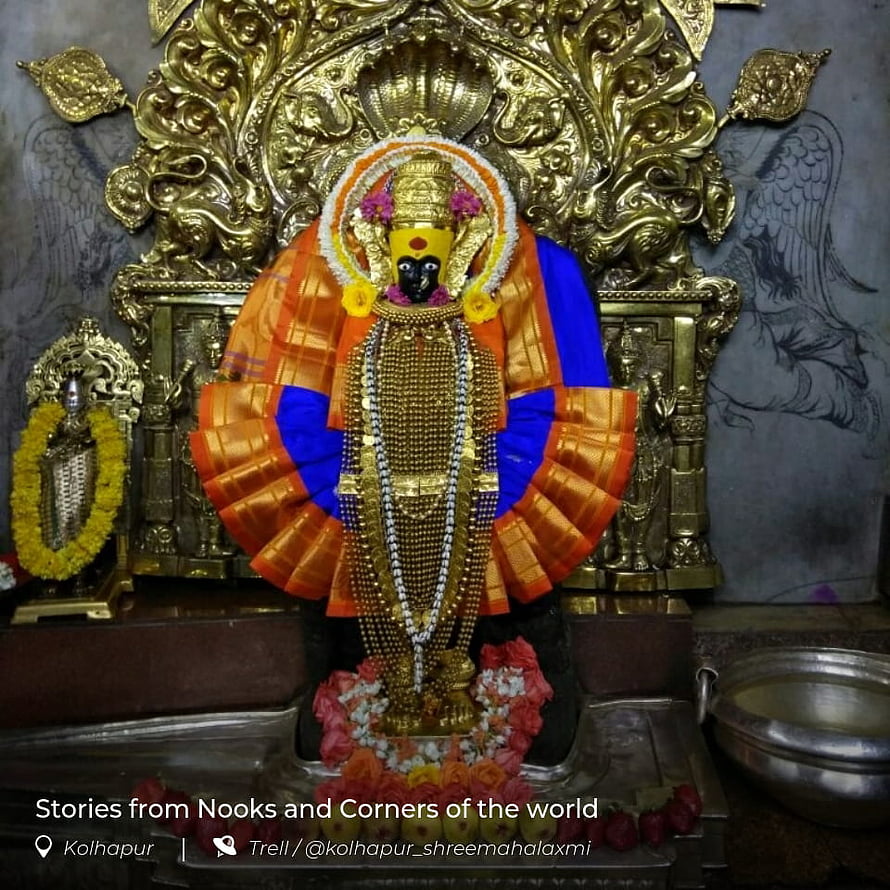Ornate Mahalaxmi Temple Idol in Kolhapur with Gold Jewelry and Silk Garments HD phone wallpaper
