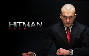 Hitman Agent 47 Movie Poster Featuring the Protagonist in a Black Suit and Red Tie HD wallpaper