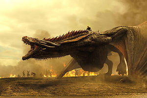 Game of Thrones Season 7 Dragon and Daenerys Targaryen Battle Scene HD wallpaper