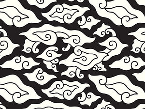 Indonesian Megamendung Batik Pattern Black and White Vector Art HD wallpaper