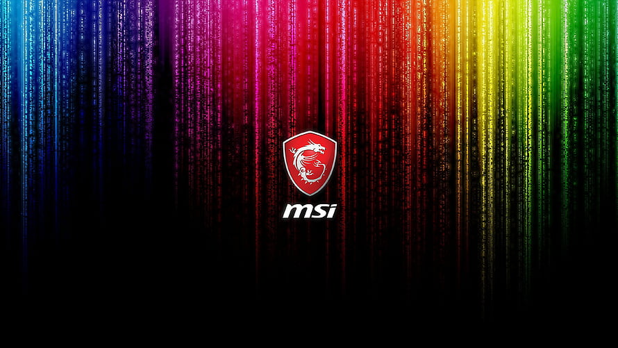 MSI RGB Matrix Chroma Rainbow Gradient with Dragon Logo on Dark Background HD wallpaper