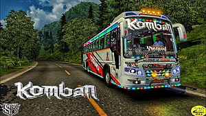 Komban Bus Skin Yodhavu Livery on Mountain Road HD wallpaper