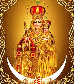 Our Lady of Good Health Icon with Crowned Child and Golden Ornate Frame HD phone wallpaper
