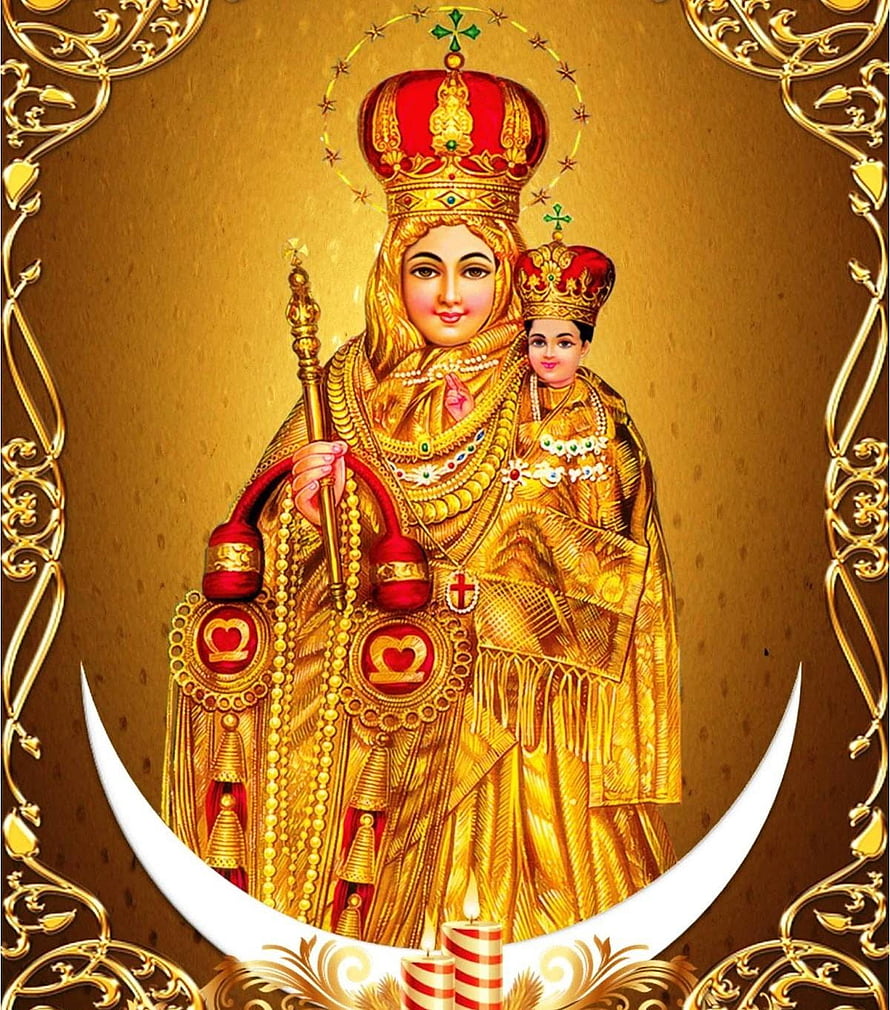 Our Lady of Good Health Icon with Crowned Child and Golden Ornate Frame HD phone wallpaper