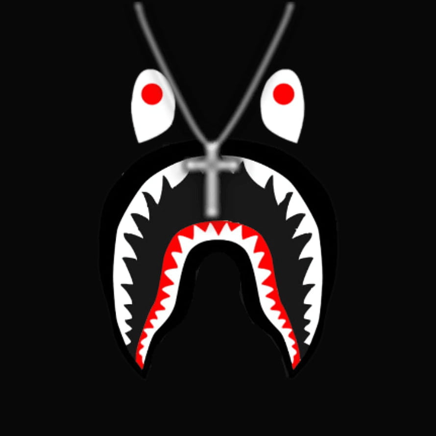 BAPE Ape Head Logo with Cross Necklace on Black Background HD phone wallpaper