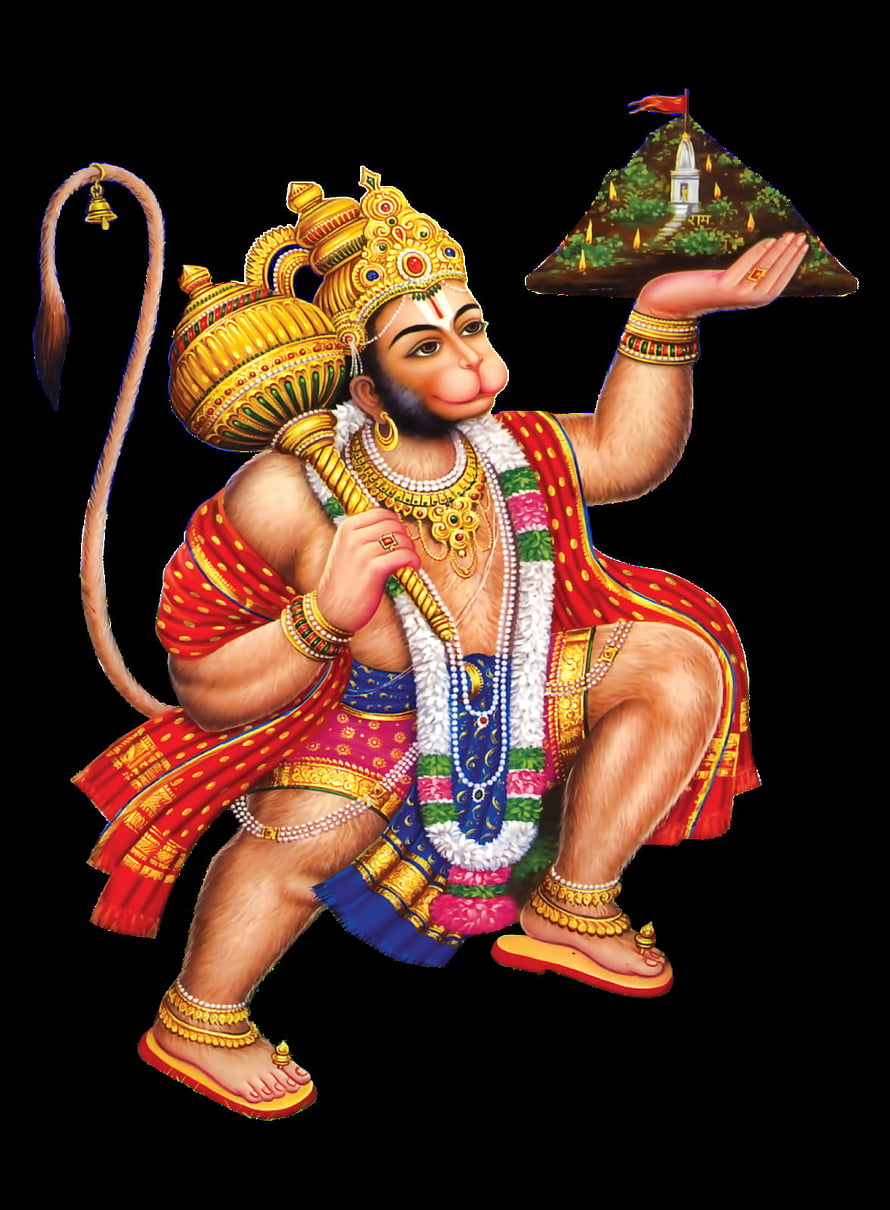 Hanuman Devotional Illustration Carrying Kailash Mountain and Ganga Pot HD phone wallpaper