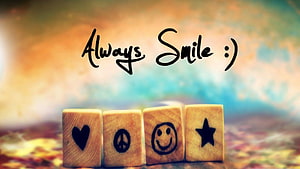 Inspirational Always Smile Quote With Wooden Blocks And Colorful Background HD wallpaper