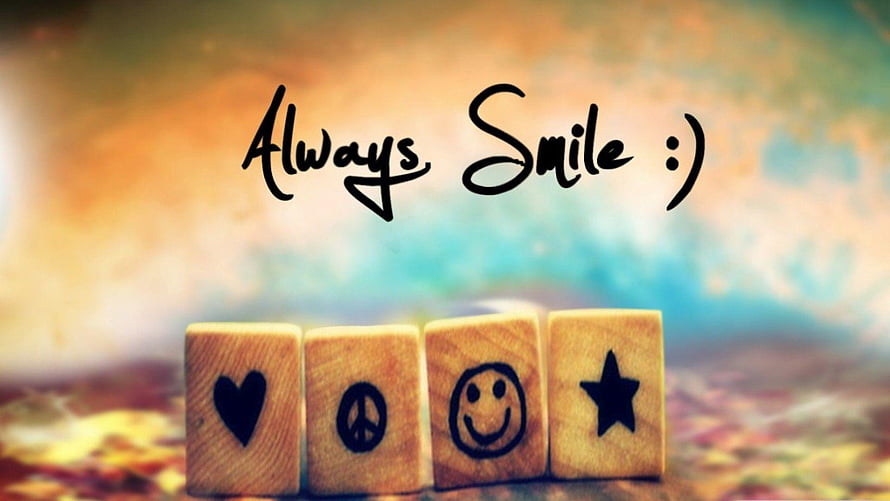 Inspirational Always Smile Quote With Wooden Blocks And Colorful Background HD wallpaper