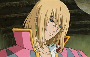 Howl from Howl's Moving Castle in a pink and gold high-collar outfit with a green earring HD wallpaper