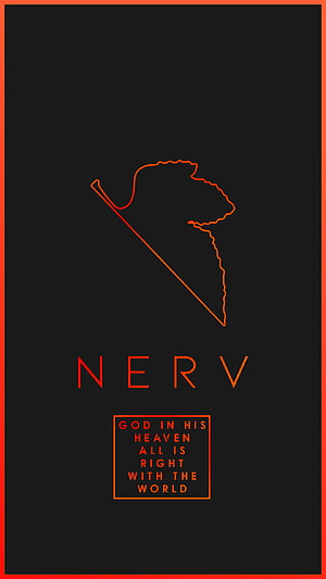 Minimalist NERV Logo Wallpaper with Evangelion Quote on Black Background HD phone wallpaper