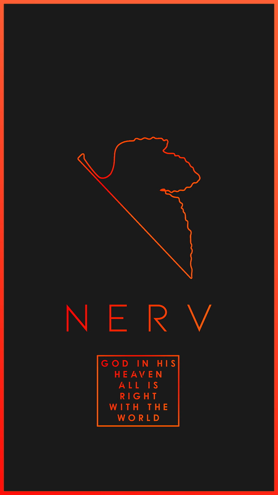 Minimalist NERV Logo Wallpaper with Evangelion Quote on Black Background HD phone wallpaper