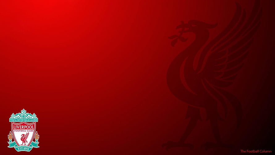 Liverpool FC Official Crest and Liver Bird Emblem on Deep Red Gradient Background HD wallpaper
