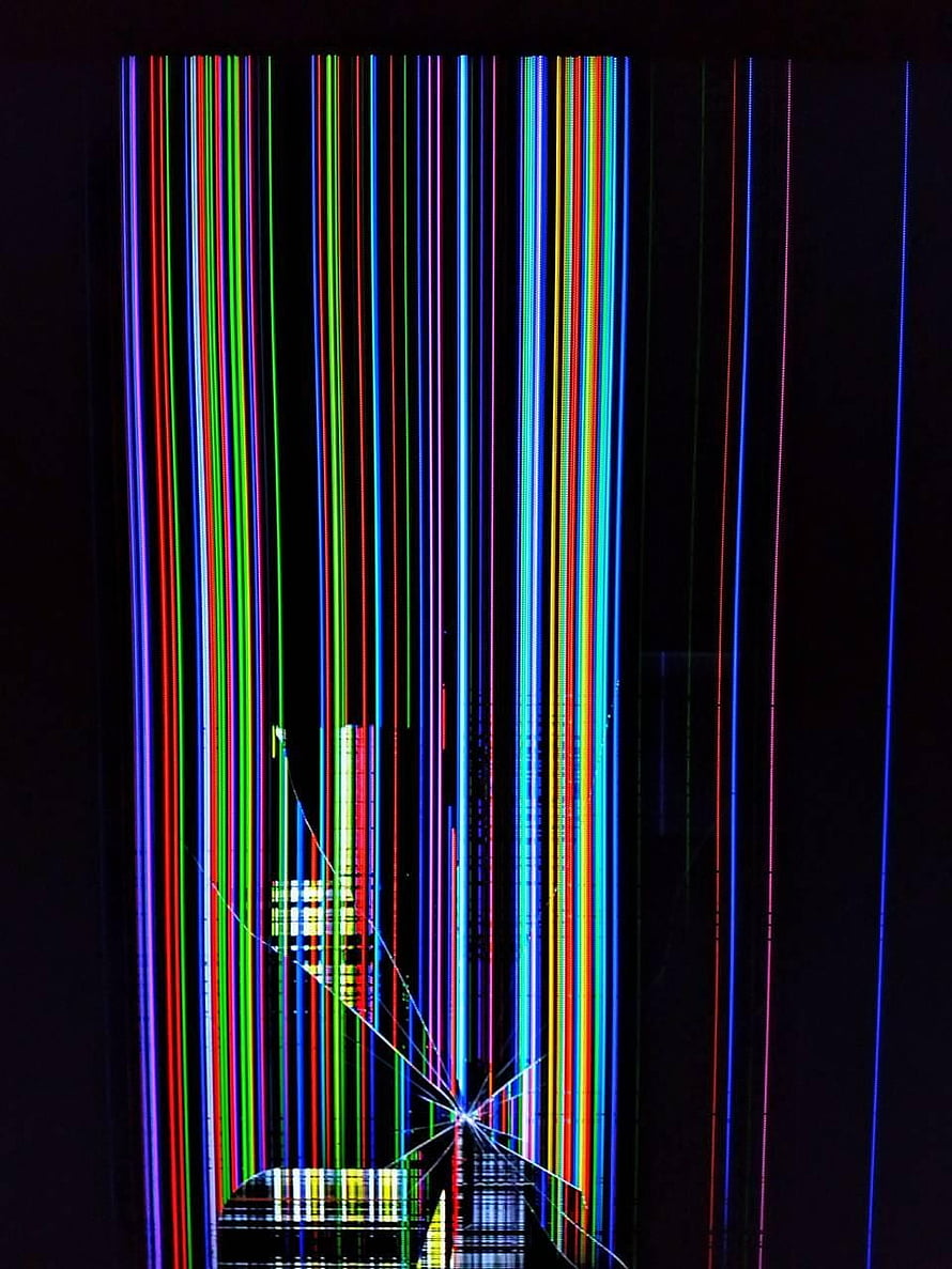 Vertical RGB LED Light Streaks on Dark Background with Digital Glitch Art HD phone wallpaper