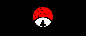 Itachi Uchiha Silhouette Against Red Sun and Birds in Minimalist Naruto Art HD wallpaper
