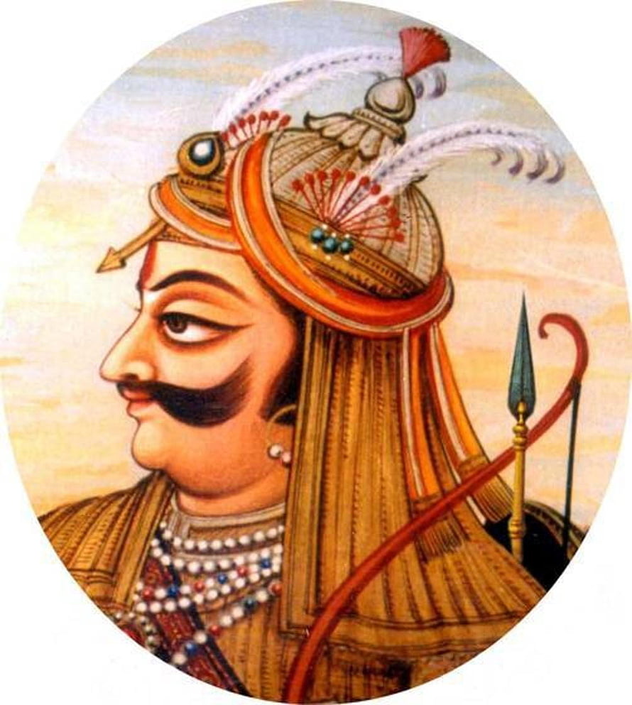 Maharana Pratap Mughal Portrait with Turban and Spear HD phone wallpaper