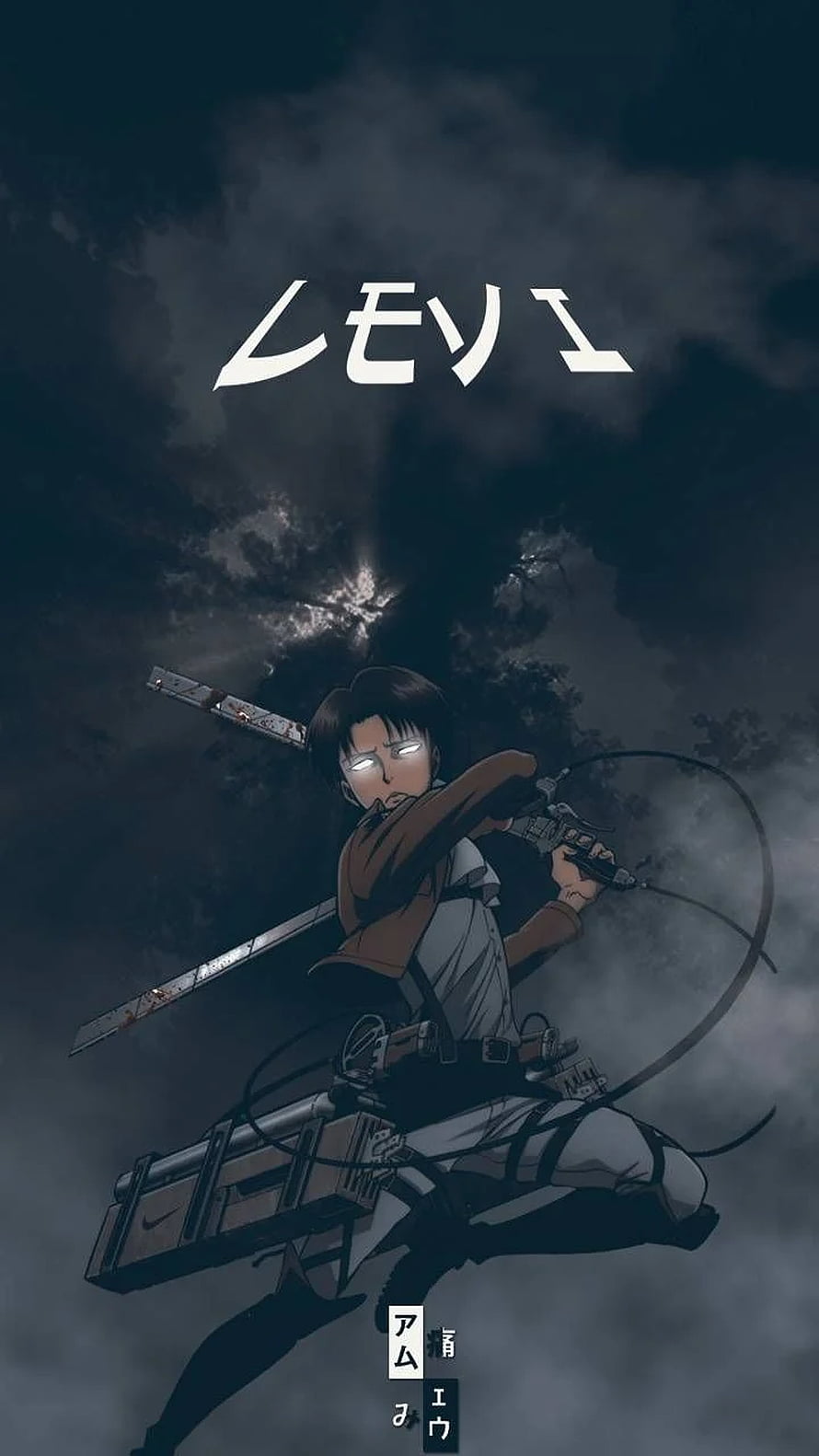 Levi Ackerman in ODM Gear Against a Dark Stormy Sky HD phone wallpaper