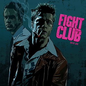 Fight Club Movie Poster Artwork Featuring Brad Pitt and Edward Norton Smoking Cigarettes HD phone wallpaper