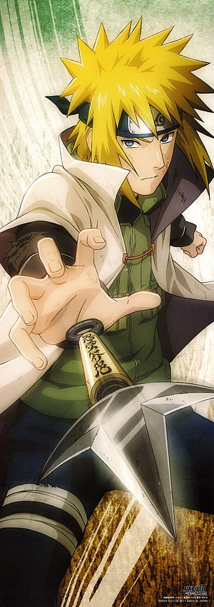 Minato Namikaze from Naruto Shippuden in a Dynamic Action Pose with Kunai HD phone wallpaper