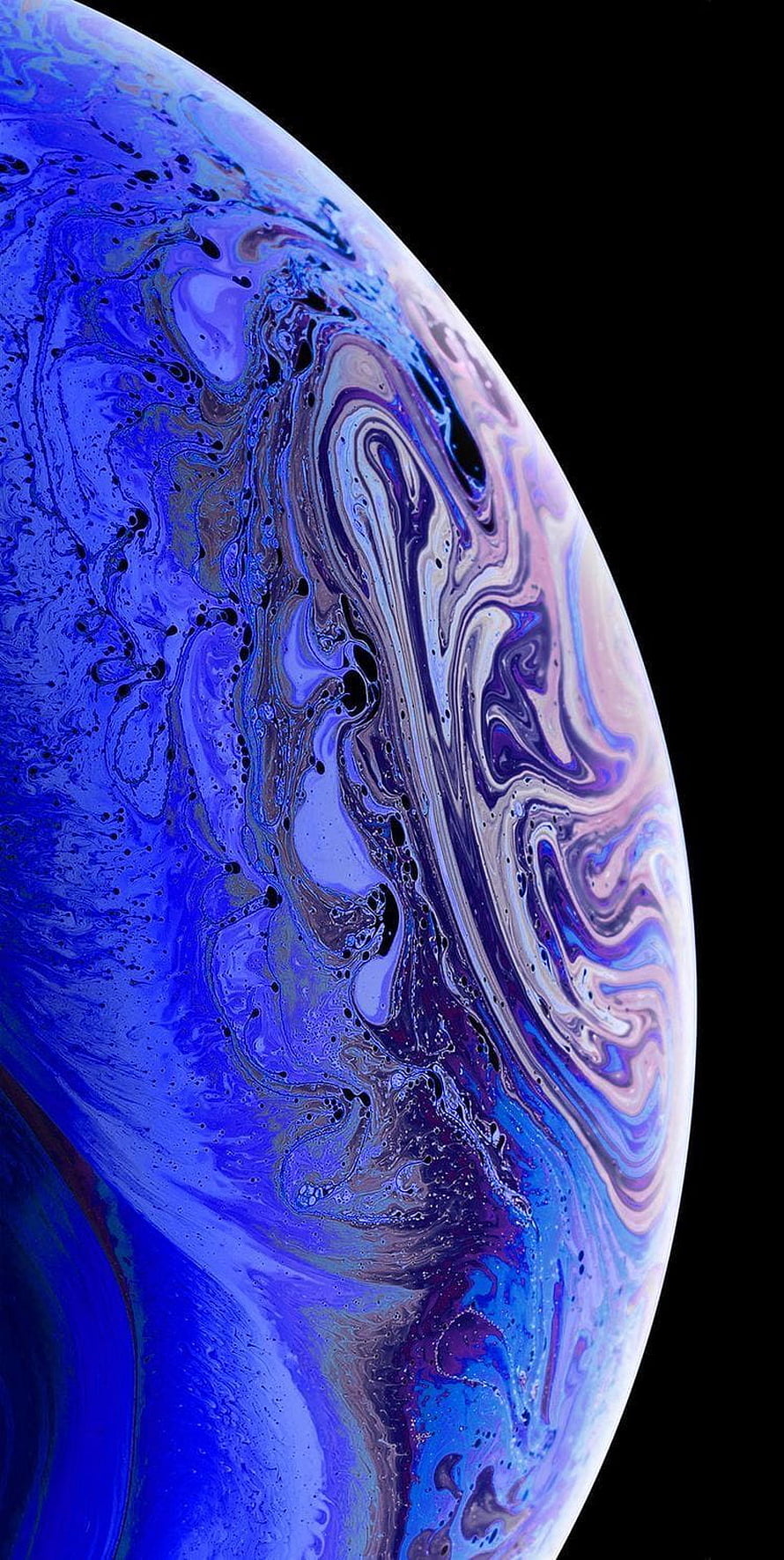 Vibrant Blue and Purple Abstract Planet Sphere Against Black Space Background HD phone wallpaper
