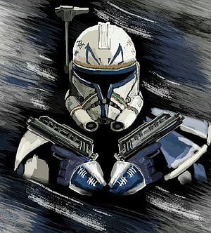 Captain Rex Clone Trooper Dual Blaster Illustration HD phone wallpaper