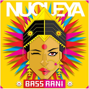 Nucleya Bass Rani Geometric Paper Cut Portrait with Vibrant Sunburst Halo HD phone wallpaper